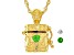 Pre-Owned Green Chrome Diopside & Lab Sapphire 18k Gold Over Silver Children's Prayer Box Pendant Ch