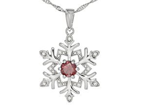 Pre-Owned Red And Colorless Moissanite Platineve Snowflake Pendant .92ctw DEW