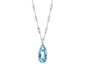 Pre-Owned Sky Blue Topaz Rhodium Over Sterling Silver Necklace 17.06ctw