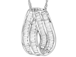 Pre-Owned White Cubic Zirconia Rhodium Over Sterling Silver Pendant With Chain 2.80ctw