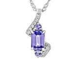 Pre-Owned Tanzanite Rhodium Over Sterling Silver Pendant With Chain 1.12ctw