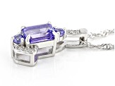 Pre-Owned Tanzanite Rhodium Over Sterling Silver Pendant With Chain 1.12ctw