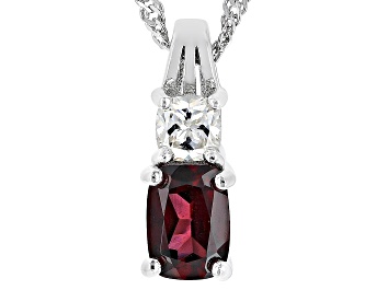 Picture of Pre-Owned Raspberry Rhodolite Rhodium Over Silver Pendant with Chain 1.35ctw