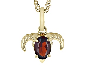 Pre-Owned Red Garnet 18k Yellow Gold Over Sterling Silver Capricorn Pendant With Chain 0.81ct