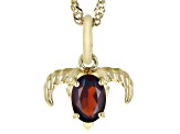 Pre-Owned Red Garnet 18k Yellow Gold Over Sterling Silver Capricorn Pendant With Chain 0.81ct