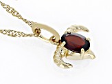 Pre-Owned Red Garnet 18k Yellow Gold Over Sterling Silver Capricorn Pendant With Chain 0.81ct