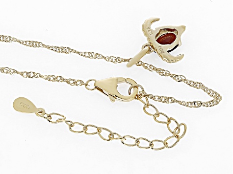 Pre-Owned Red Garnet 18k Yellow Gold Over Sterling Silver Capricorn Pendant With Chain 0.81ct