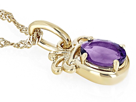 Pre-Owned Purple African Amethyst 18k Yellow Gold Over  Silver Aquarius Pendant With Chain 0.64ct