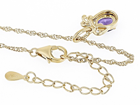 Pre-Owned Purple African Amethyst 18k Yellow Gold Over  Silver Aquarius Pendant With Chain 0.64ct