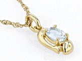 Pre-Owned Blue Aquamarine 18k Yellow Gold Over Sterling Silver Pisces Pendant With Chain 0.59ct