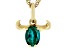 Pre-Owned Green Lab Created Emerald 18k Yellow Gold Over Sterling Silver Taurus Pendant With Chain 0