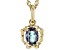 Pre-Owned Blue Lab Created Alexandrite 18k Yellow Gold Over Silver Gemini Pendant With Chain 0.73ct