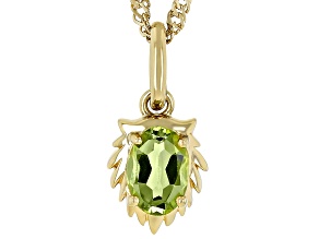 Pre-Owned Green Peridot 18k Yellow Gold Over Sterling Silver Leo Pendant With Chain 0.70ct