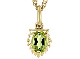 Pre-Owned Green Peridot 18k Yellow Gold Over Sterling Silver Leo Pendant With Chain 0.70ct