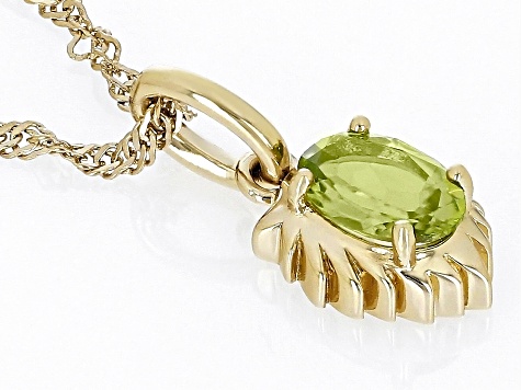 Pre-Owned Green Peridot 18k Yellow Gold Over Sterling Silver Leo Pendant With Chain 0.70ct