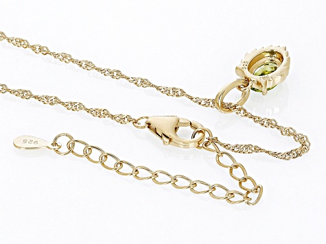 Pre-Owned Green Peridot 18k Yellow Gold Over Sterling Silver Leo Pendant With Chain 0.70ct