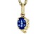 Pre-Owned Blue Lab Created Sapphire 18k Yellow Gold Over Sterling Silver Virgo Pendant With Chain 0.