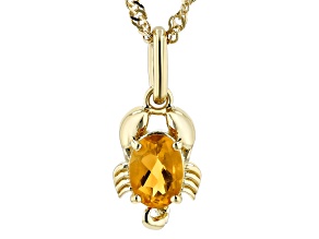 Pre-Owned Yellow Brazilian Citrine 18k Yellow Gold Over Sterling Silver Scorpio Pendant With Chain 0