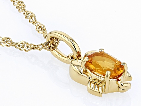 Pre-Owned Yellow Brazilian Citrine 18k Yellow Gold Over Sterling Silver Scorpio Pendant With Chain 0