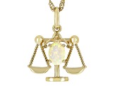 Pre-Owned Multi-Color Ethiopian Opal 18k Yellow Gold Over Silver Libra Pendant With Chain 0.38ct