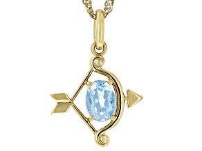 Pre-Owned Sky Blue Topaz 18k Yellow Gold Over Silver Sagittarius Pendant With Chain 0.81ct