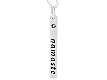 Picture of Pre-Owned Round Amethyst Silver Namaste Pendant With Chain 0.13ct