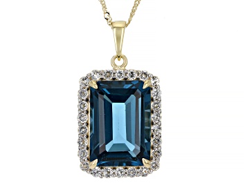 Picture of Pre-Owned London Blue Topaz 10k Yellow Gold Pendant With Chain 8.51ctw