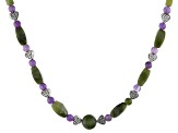 Pre-Owned Amethyst and Connemara Marble Silver-Tone  Necklace