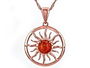 Pre-Owned Sunstone Copper Sun Design Pendant With Chain
