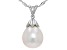 Pre-Owned Genusis™ White Cultured Freshwater Pearl Rhodium Over Sterling Silver Pendant And Chain