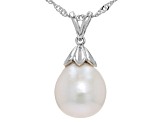 Pre-Owned Genusis™ White Cultured Freshwater Pearl Rhodium Over Sterling Silver Pendant And Chain