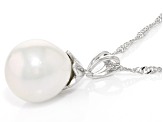 Pre-Owned Genusis™ White Cultured Freshwater Pearl Rhodium Over Sterling Silver Pendant And Chain