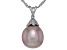 Pre-Owned Genusis™ Pink Cultured Freshwater Pearl Rhodium Over Sterling Silver Pendant And Chain