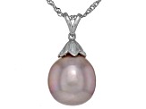 Pre-Owned Genusis™ Pink Cultured Freshwater Pearl Rhodium Over Sterling Silver Pendant And Chain