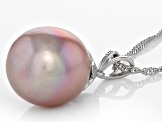 Pre-Owned Genusis™ Pink Cultured Freshwater Pearl Rhodium Over Sterling Silver Pendant And Chain