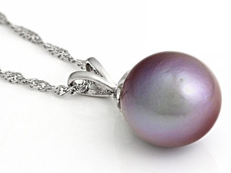 Pre-Owned Genusis™ Purple Cultured Freshwater Pearl Rhodium Over Sterling Silver Pendant And Chain