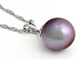 Pre-Owned Genusis™ Purple Cultured Freshwater Pearl Rhodium Over Sterling Silver Pendant And Chain