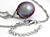 Pre-Owned Genusis™ Purple Cultured Freshwater Pearl Rhodium Over Sterling Silver Pendant And Chain