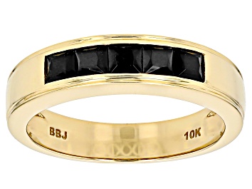 Picture of Pre-Owned Black Spinel 10k Yellow Gold Band Ring 0.85ctw