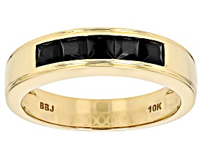 Pre-Owned Black Spinel 10k Yellow Gold Band Ring 0.85ctw