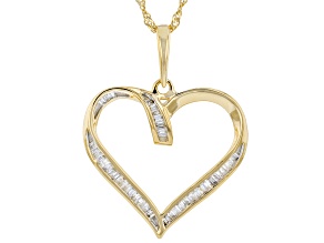 Pre-Owned White Diamond 10k Yellow Gold Heart Pendant 0.15ctw