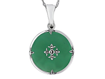 Picture of Pre-Owned Green Onyx Sterling Silver Enhancer With Chain