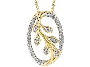 Pre-Owned White Diamond 10k Yellow Gold Pendant With 18" Rope Chain 0.25ctw