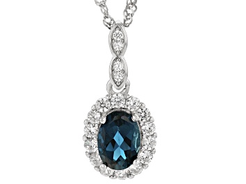 Picture of Pre-Owned London Blue Topaz Rhodium Over Sterling Silver Pendant With Chain 1.26ctw