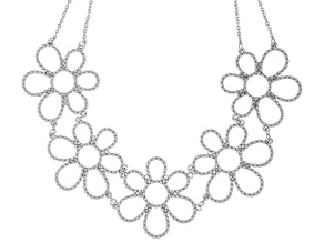 Pre-Owned Silver Tone Floral Choker Necklace