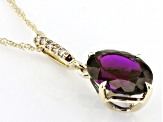 Pre-Owned Lab Created Alexandrite With Champagne Diamond 10k Yellow Gold Pendant With Chain 2.66ctw