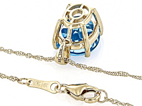 Pre-Owned Swiss Blue Topaz 10k Yellow Gold Pendant With Chain 4.95ct