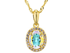 Pre-Owned Mercury Mist® Topaz 18k Yellow Gold Over Sterling Silver Pendant With Chain 2.06ctw