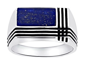 Pre-Owned Blue Lapis Lazuli Sterling Silver Men's Ring