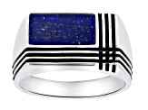 Pre-Owned Blue Lapis Lazuli Sterling Silver Men's Ring